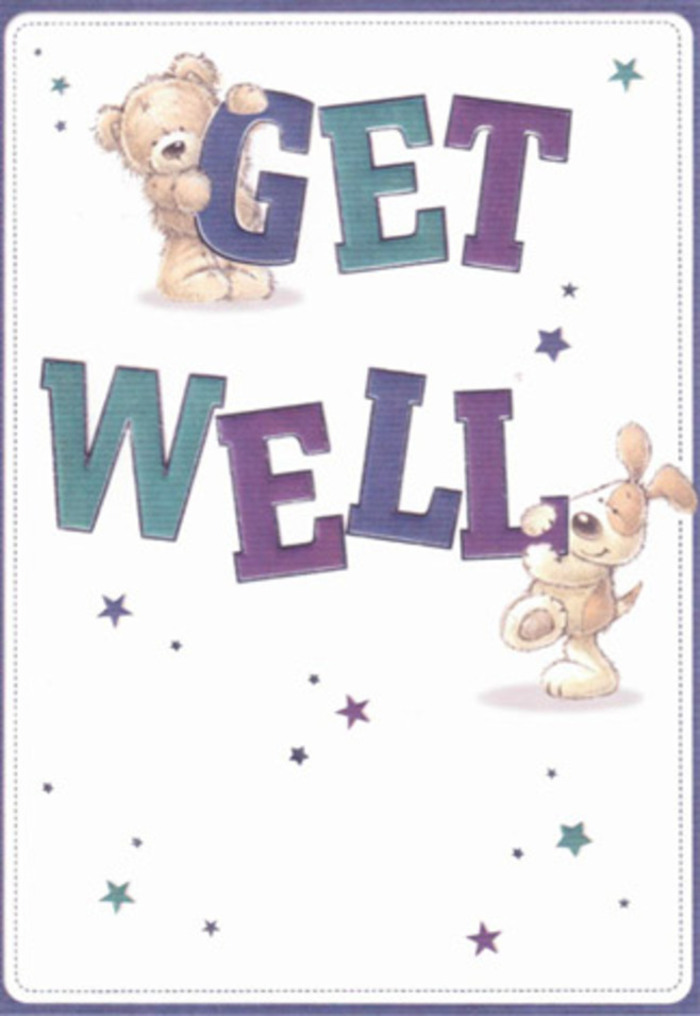 This card is a study in cheerful reassurance, its artistry echoing the compassionate heart of Feltham. The bold, confident 'Get Well' text is shaded in joyful purples and aquas, anchoring the card amidst playful illustrated stars that drift like hopeful thoughts through a creamy, pristine background. A friendly bear, its fur rendered in nearly tangible softness, joins a lively puppy whose velvety ears stand out with endearing charm, both radiating innocent encouragement. Their presence is reminiscent of the comfort one finds in simple, kind gestures-much like a bouquet thoughtfully arranged for a friend recovering along Uxbridge Road or in a ward near Feltham Hospital. The tactile richness of the card's textures, from the fluffy bear to the puppy's silk-like coat, is paralleled in the care given to every bloom selected by Feltham Flowers. The artwork creates a mood that's both light and celebratory, perfect for lifting the spirits of anyone-young or old-across our neighbourhood. Paired with fresh blossoms or sent alone, it transforms a get well wish into a memorable act of heartfelt care.